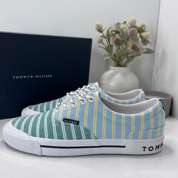 Tommy Hilfiger Pallet 5 Sneakers Green Multi Texture Stripe Men's 10.5M NWB - Picture 1 of 10